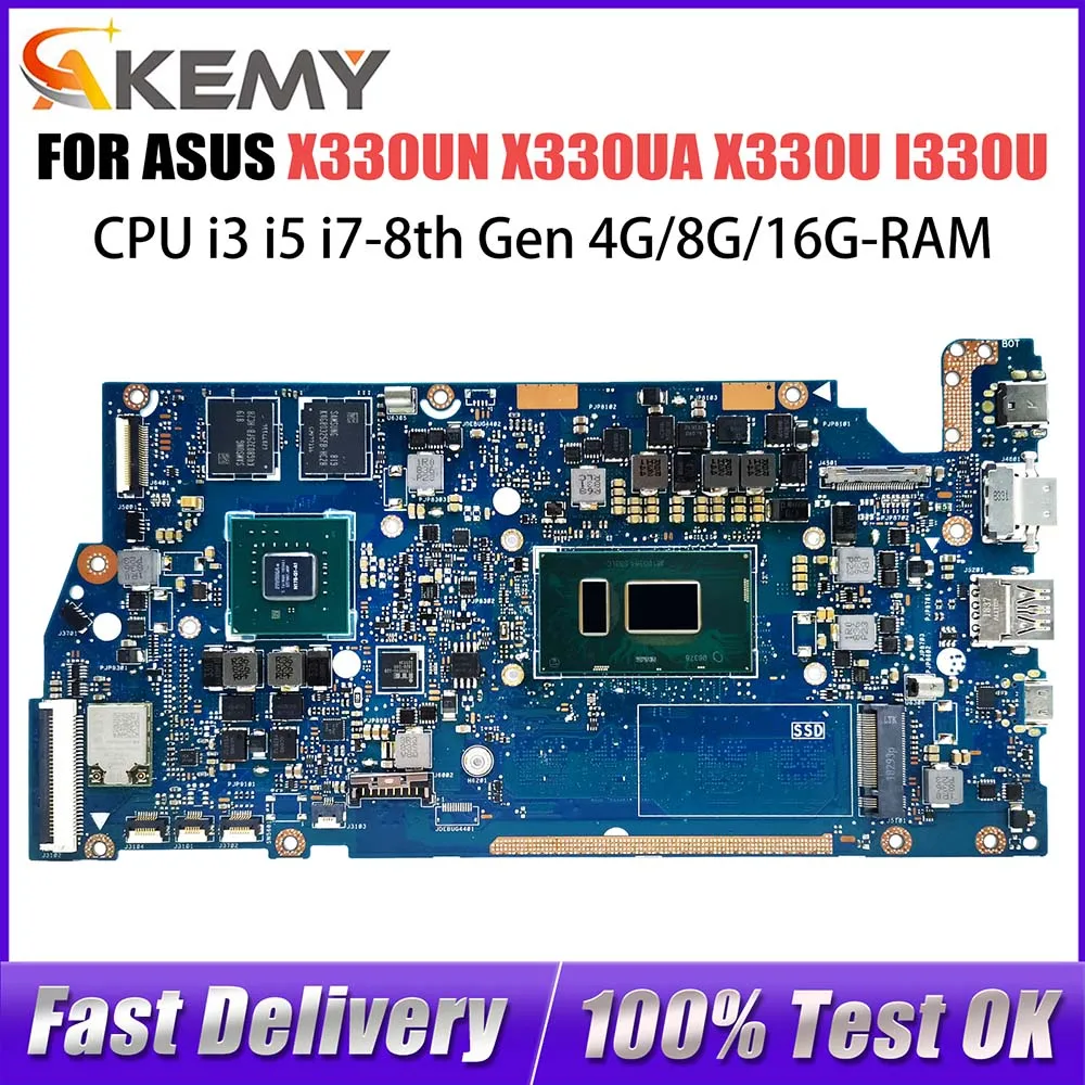 

X330UA Laptop Motherboard For ASUS VivoBook X330UN I330UN I330UA X330U Notebook Mainboard I3 I5 I7-8th 4G/8G/16G-RAM