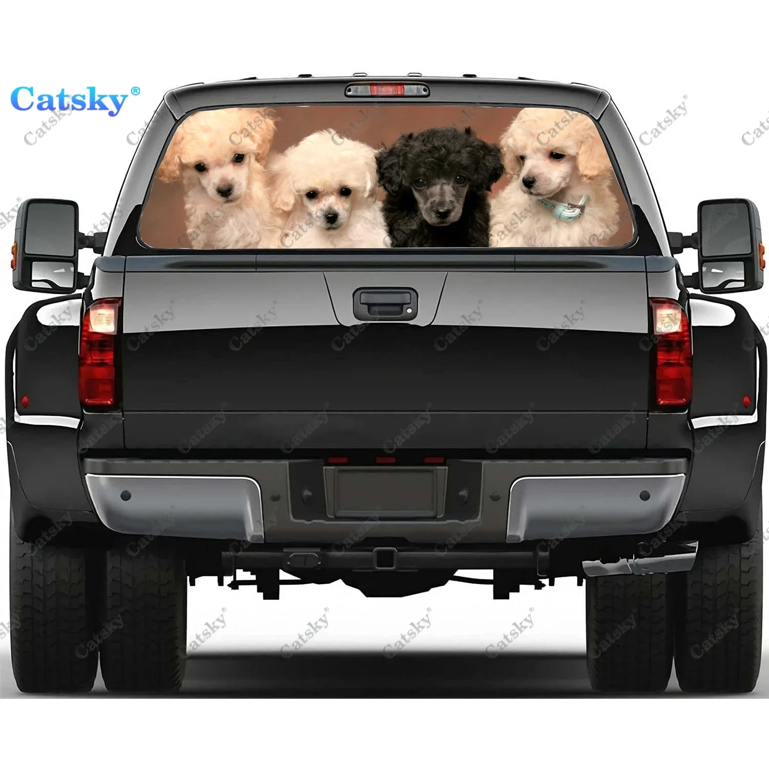 

Poodle Rear Window Decals for Trucks,Pickup Window Decal,Rear Window Tint Graphic Perforated Vinyl Truck Stickers