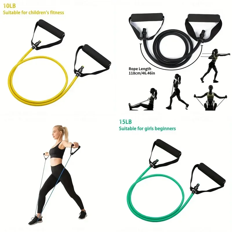 1pc 5 Level Resistance Bands with Handles for Home Workouts Strength Training Yoga Pilates Boxing Latex Free Durable Fabric