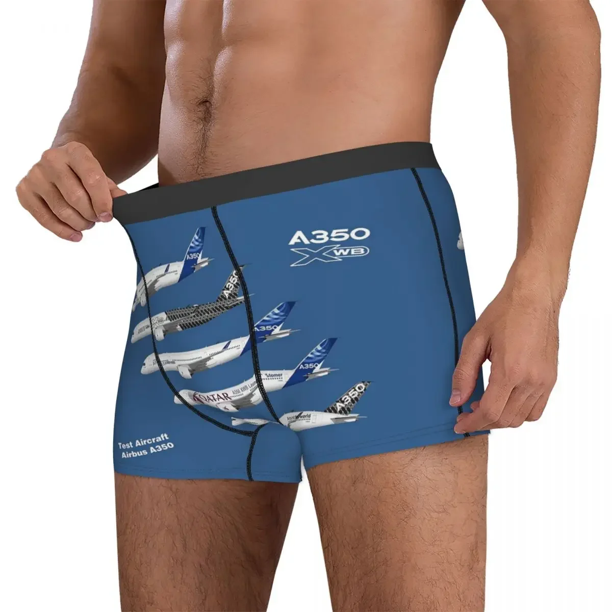 Boxer Underpants Shorts Airbus A350 Test Aircraft Fleet Illustration Panties Men's Ventilate Underwear for Homme Man Boyfriend