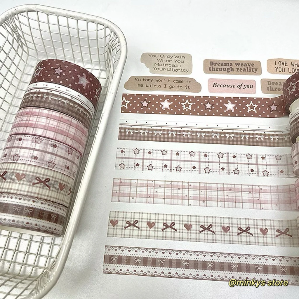 6pcs/lot Kawaii Vintage Star Basic Wing Decorative Washi Tape Set Cute Cartoon Creative Tape School Stationery