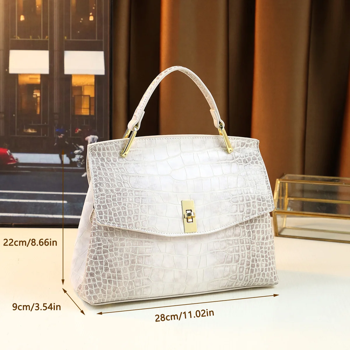 2024 New Arrival PU Handbag for Women, Crocodile Pattern Tote Shoulder Bag with Large Capacity and Elegant Design