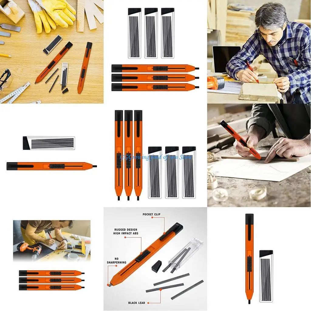 

H9EB Carpenter Pencil with Refills Woodworking Pencil Mechanical Pencil for Architect