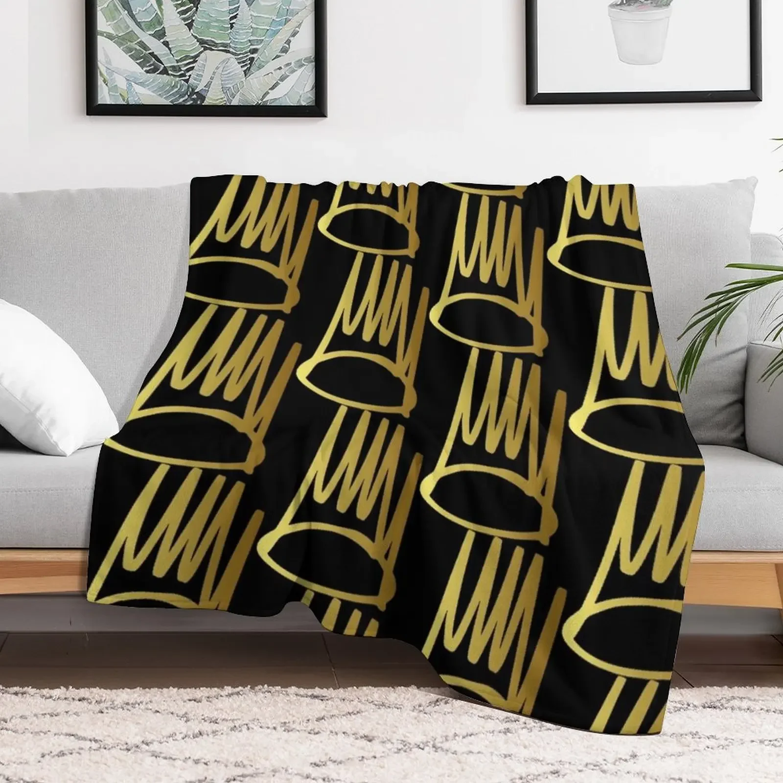 J.Cole Born Sinner Crown Logo Throw Blanket Wrinkle Resistant Lightweight Blanket