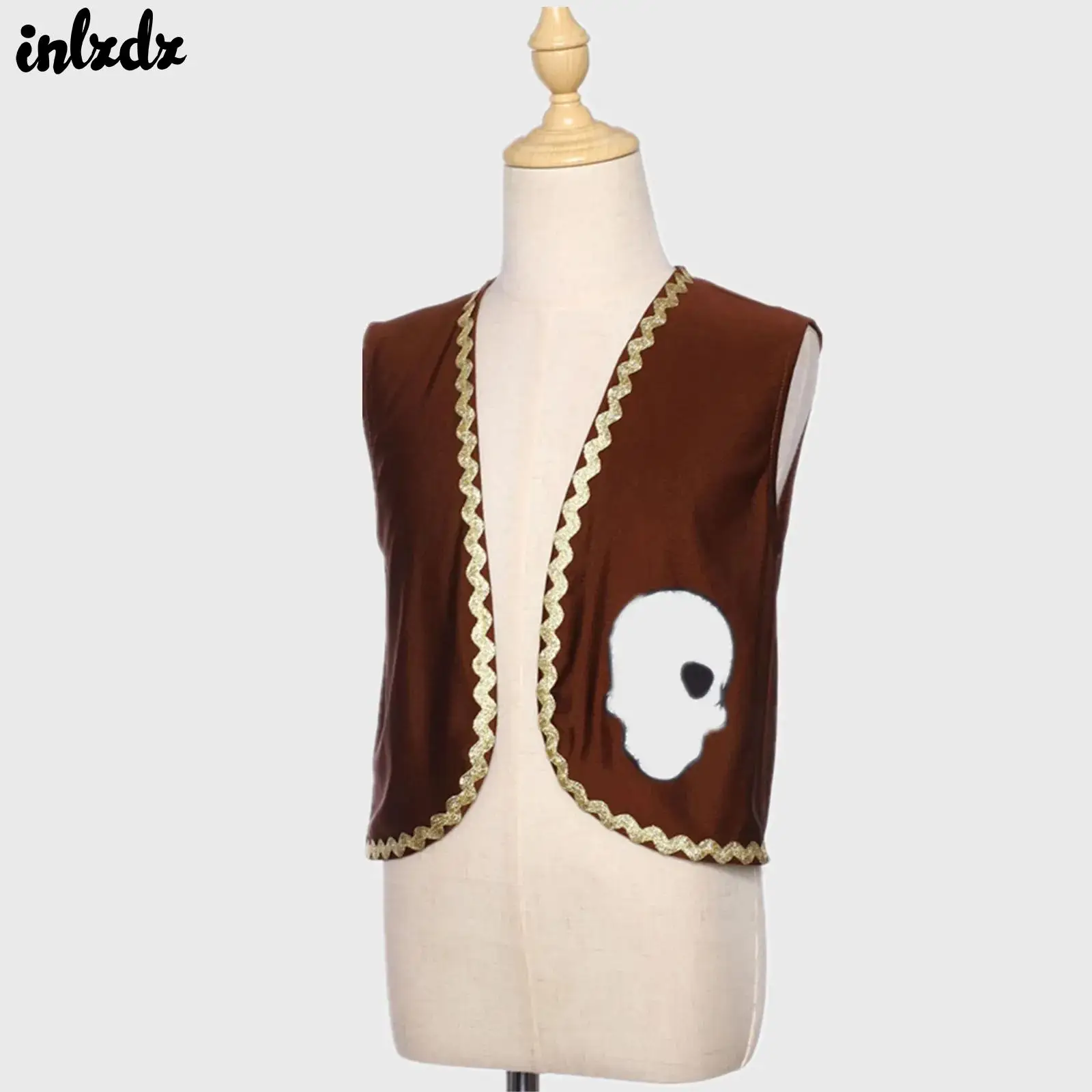 

Kids Boys Girls Victorian Pirate Captain Fairy Tale Halloween Cosplay Costume Open Front Vest Tops Captain Cardigan Outerwear