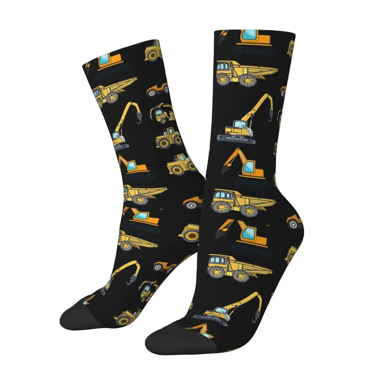 Construction Truck Excavator Socks Harajuku High Quality Stockings All Season Long Socks Accessories for Man's Woman's Gifts