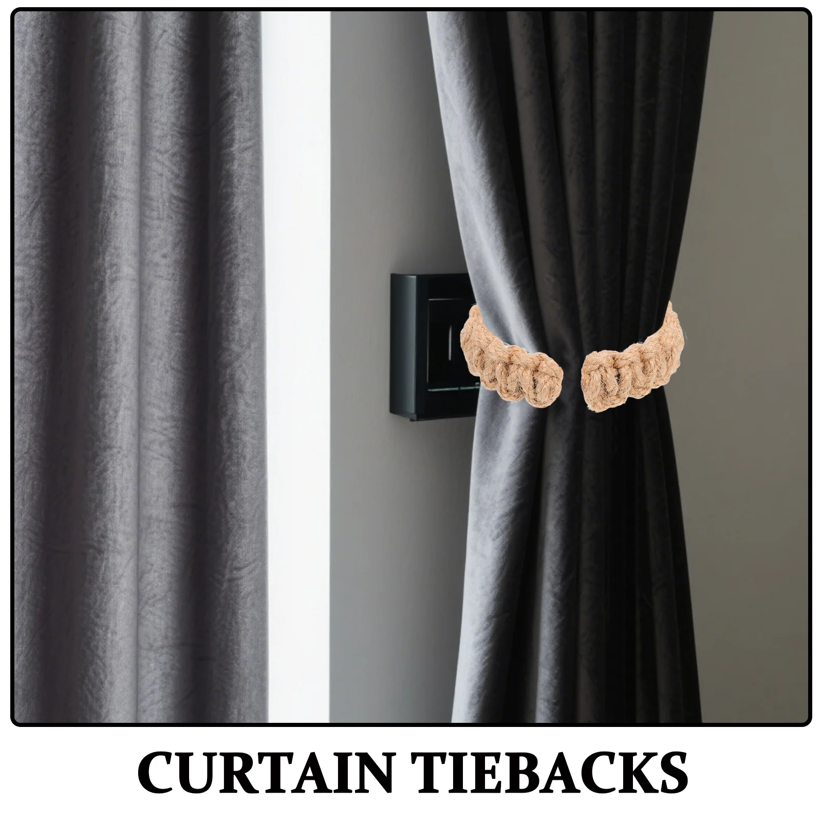 Alzapaños de cortina bohemios rústicos hechos a mano, cuerda de yute trenzada, accesorios para cortinas, lazos de cuerda, 4 Uds.