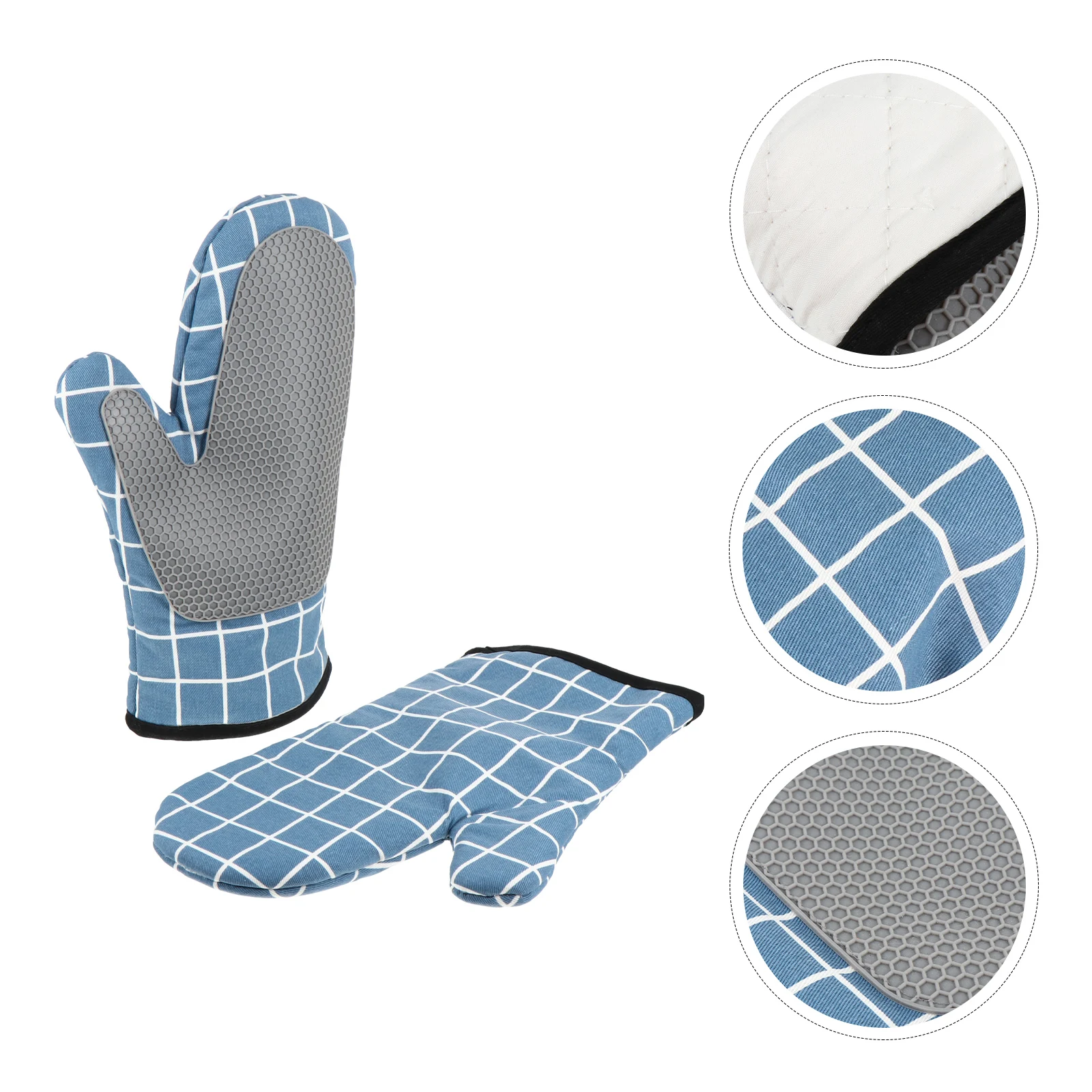 

Insulation Gloves Kitchen for Oven Non-slip Heat Resistant Silicone Anti-scalding Cotton Insulated Mitts