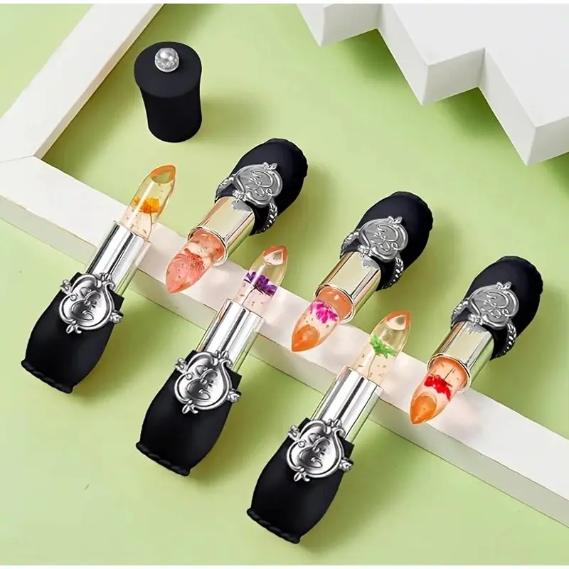 Flower Jelly Lipstick Set Temperature Change Moisturizer Flower Lipglaze Long Lasting Lip Balm Magic Color Change Lip Gloss