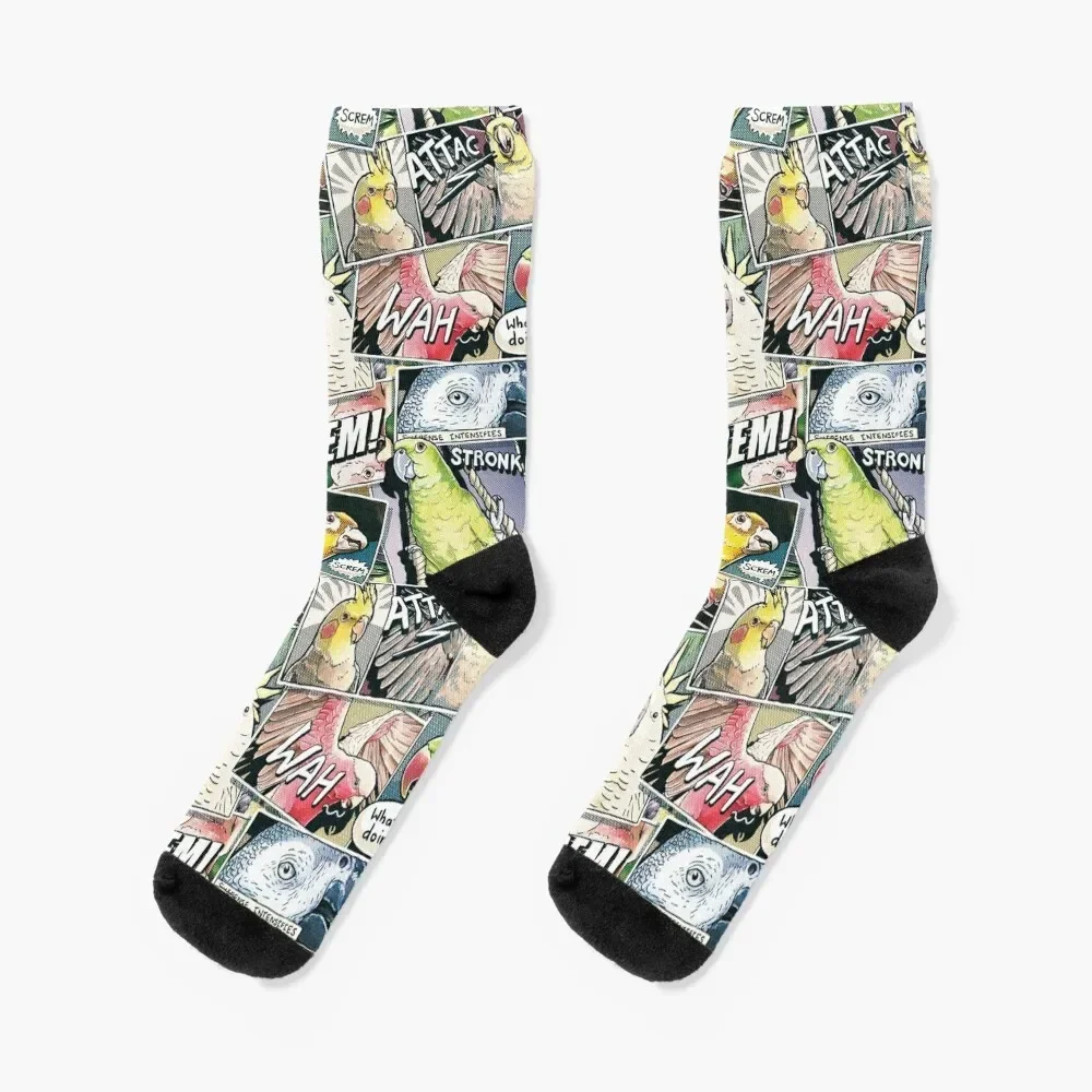 Parrots Comic Style Socks hip hop Men's moving stockings Socks Woman Men's