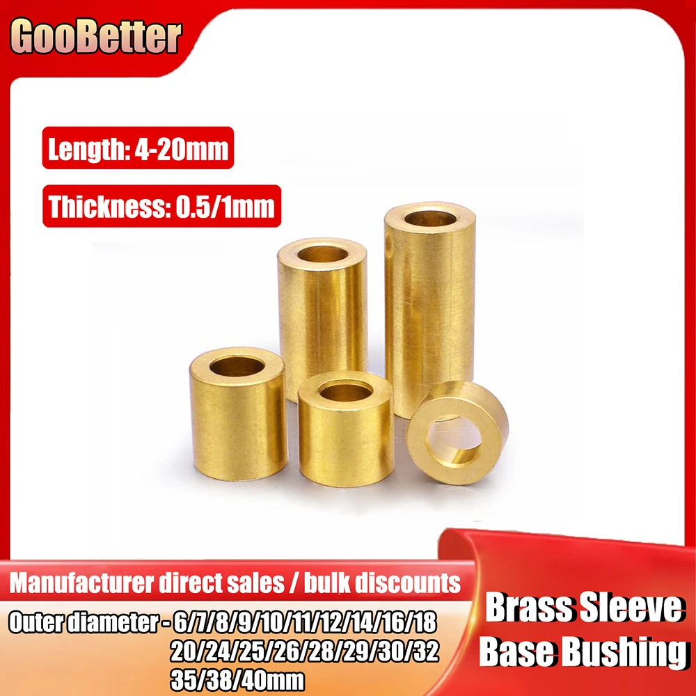 

Brass Sleeve Base Bushing OD 6/7/8/9/10/11/12/14/16/18/20/22/24/25/26/28/29/30-40mm Bearing Sleeve for Slide Block Length 6-40mm