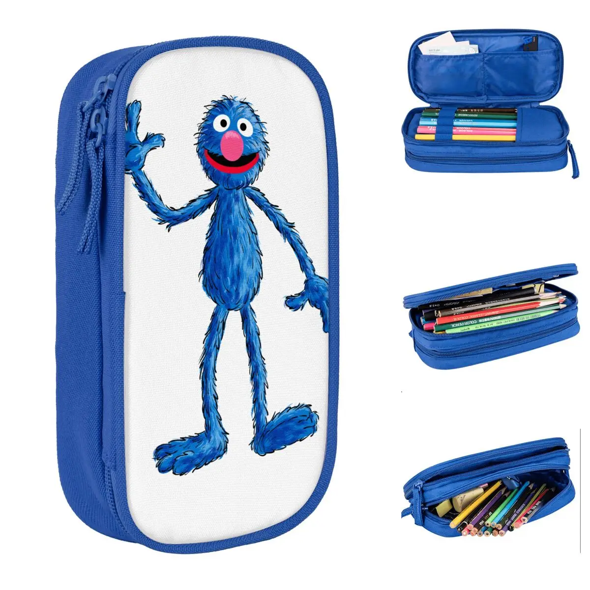 Cute Cookie Monster Pencil Cases, caixa de lápis, caneta para estudante, saco de grande capacidade, papelaria cosmética, o fim desta história Grover