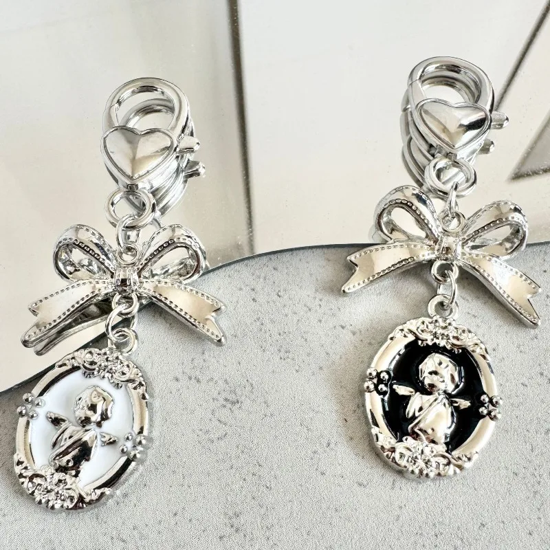 Angel Bow Keychain for Women Vintage Metal Bag Pendant Trendy Girl Heart Keyring bag Key Chain Friend Couple Gifts 장식decoración