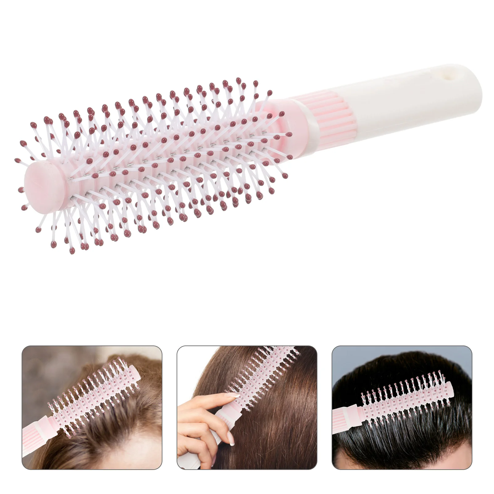 

Hairbrush Comb Round Roller Curling with Inner Buckle Salon Household for Men and Women Blow-drying Style (pink) Curly