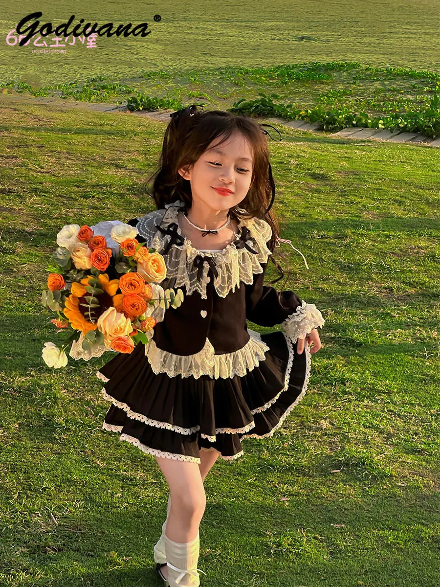 Sweet Girls Spring and Summer New Fashion Pleated Mini Skirt Kids Cute Versatile Elastic Waist Casual Skirt with Security Pants
