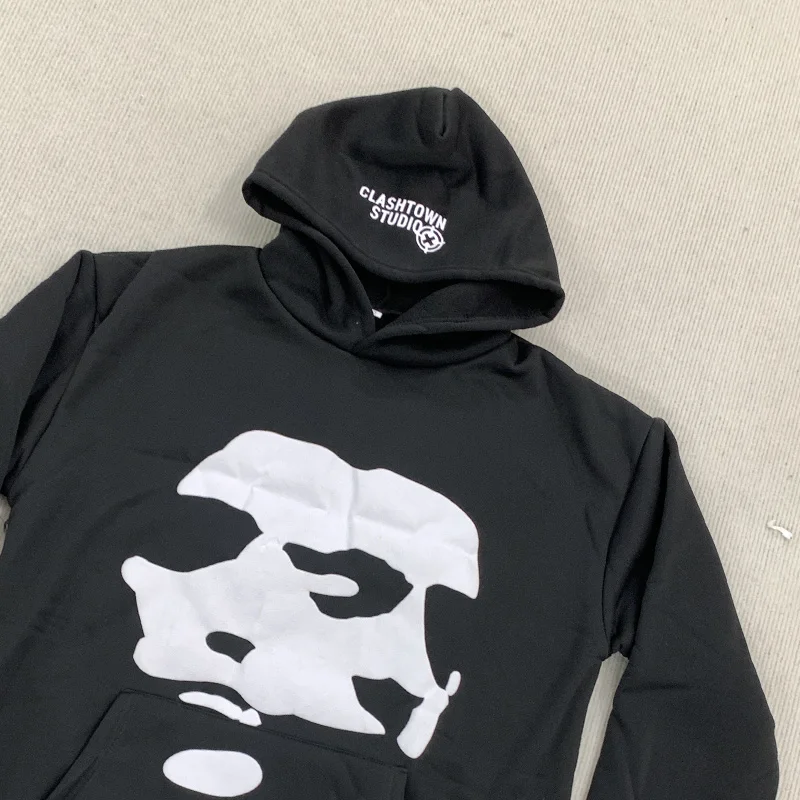 Y2K Vintage Gothic Aesthetics Hooded Sweatshirt Casual Number 3 Face Printing Autumn Winter Commuter Fashion Street Women Hoodie