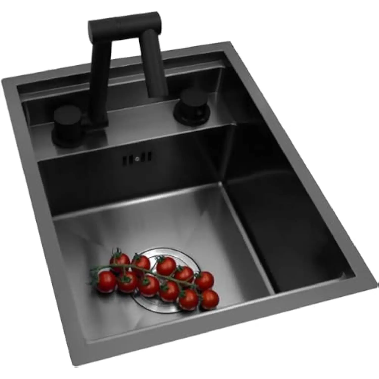 

Кухонная мойка для автодома, 18 х 15 х 9-дюймовая барная раковина, раковина для рабочей станции с одной чашей из нержавеющей стали 16 калибра и смесителем, черная