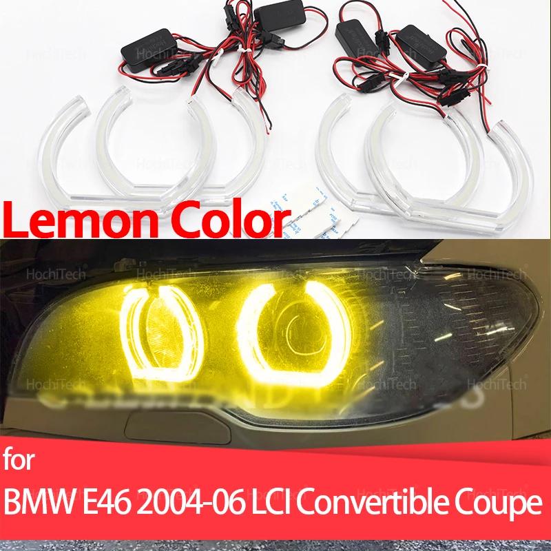 Для BMW E46 Convertible Coupe 04-06 LCI Ксеноновые фары дневного света DRL Angel Eyes LED CSL Style Лимонно-желтый комплект колец для фар