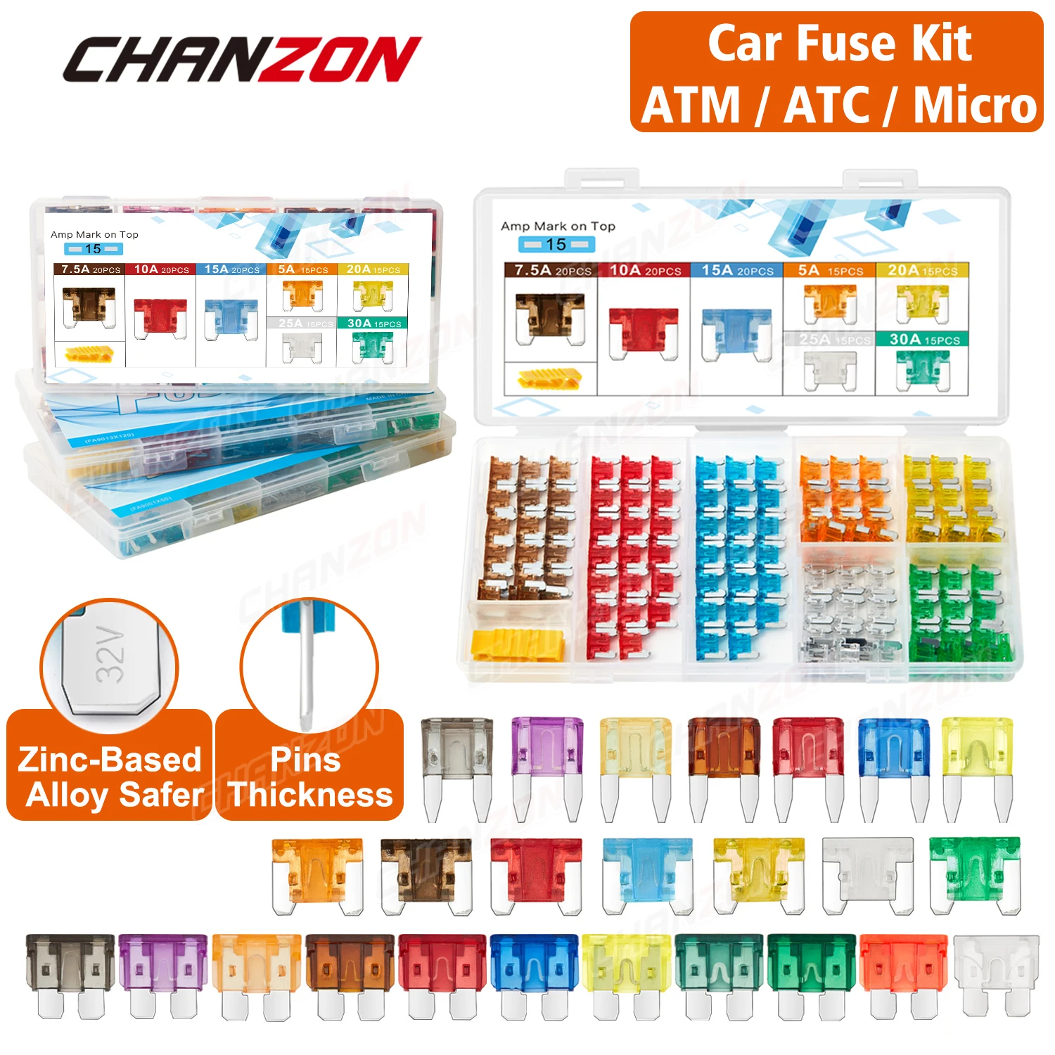 Car Auto Blade Fuse Kit LP Mini Micro Medium ATC ATO ATM 2 3 5 7.5 10 15 20 25 30 35 40 Amp Automotive Assortment Set Vehicle