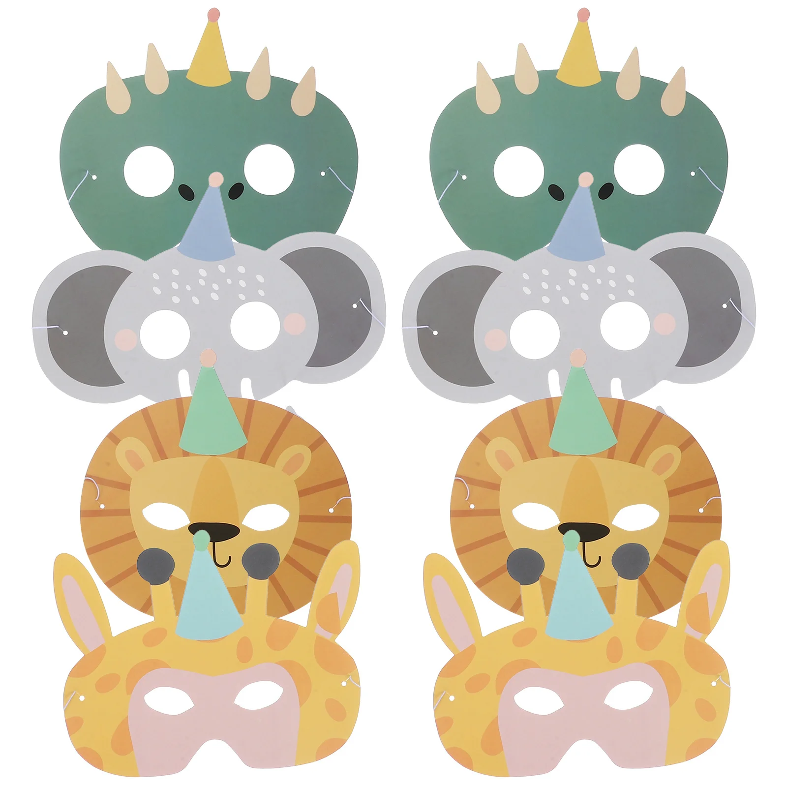 

8Pcs Animal Costume Masks Polyester Party Favors Multiple Styles for Birthday Cosplay Jungle Theme Events Animal Mask