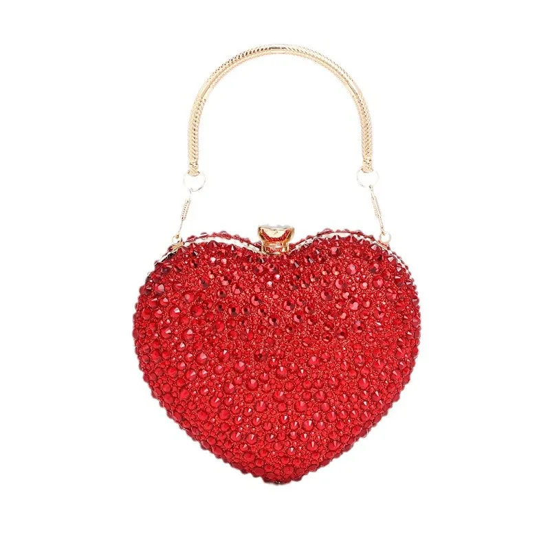 

Fashion Mini Chain Purse Cocktail Prom Tote Shoulder Bag Heart Shaped Clutch Handbag Wedding Party Evening Bag for Women