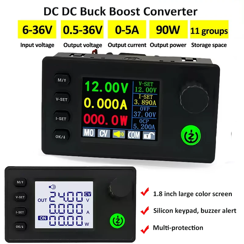 Convertisseur Buck Boost DC réglable, alimentation régulée de laboratoire, technologie de charge, tension Sochi 0.5-36V, 40W, 90W