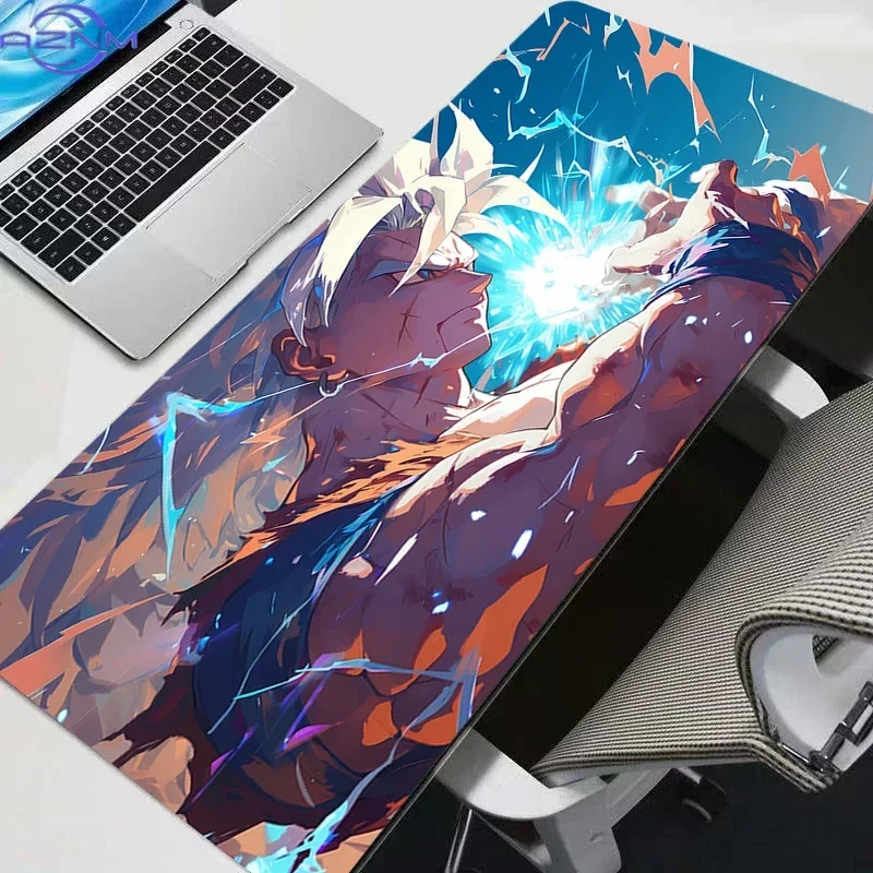 Dragon Ball Super Saiyan Goku Anime Mouse Pad, Rubber Non Slip Gaming Desk Mat, Blue Energy Burst Art HD Print Mouse Pad, Smooth