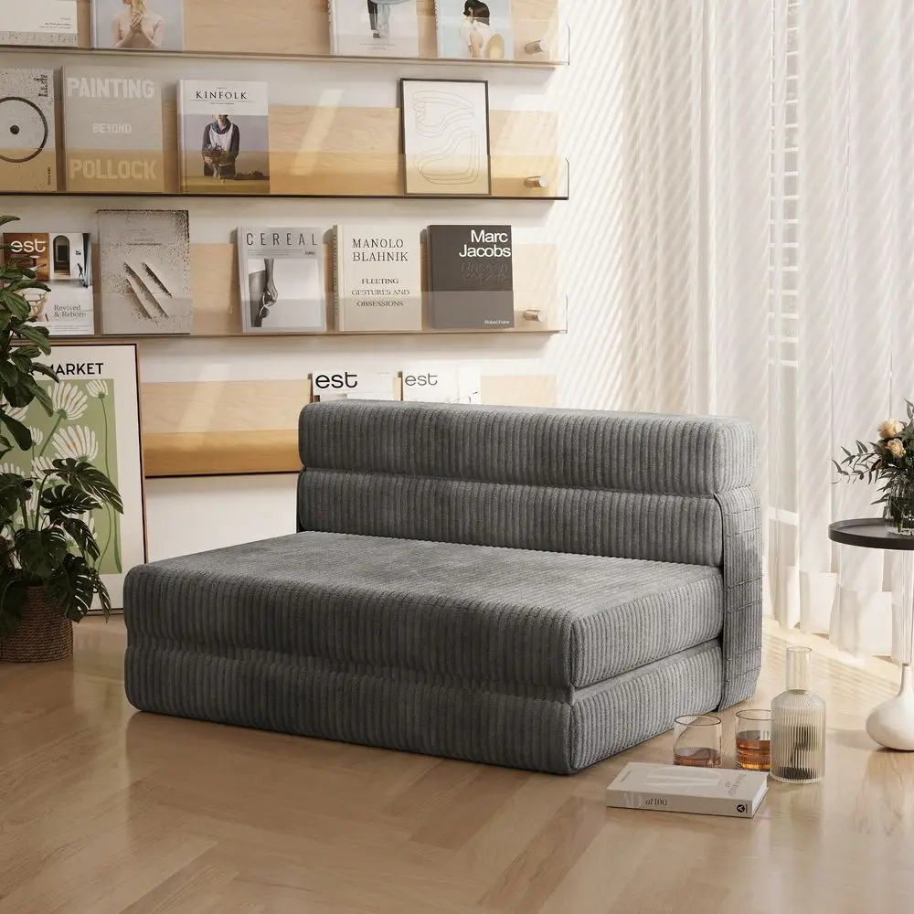 

Corduroy Folding Sofa Bed, 2In1 PullOut Single Sofa, Portable Folding Chair Bed, Convertible Recliner With Pillow Foldable Matt