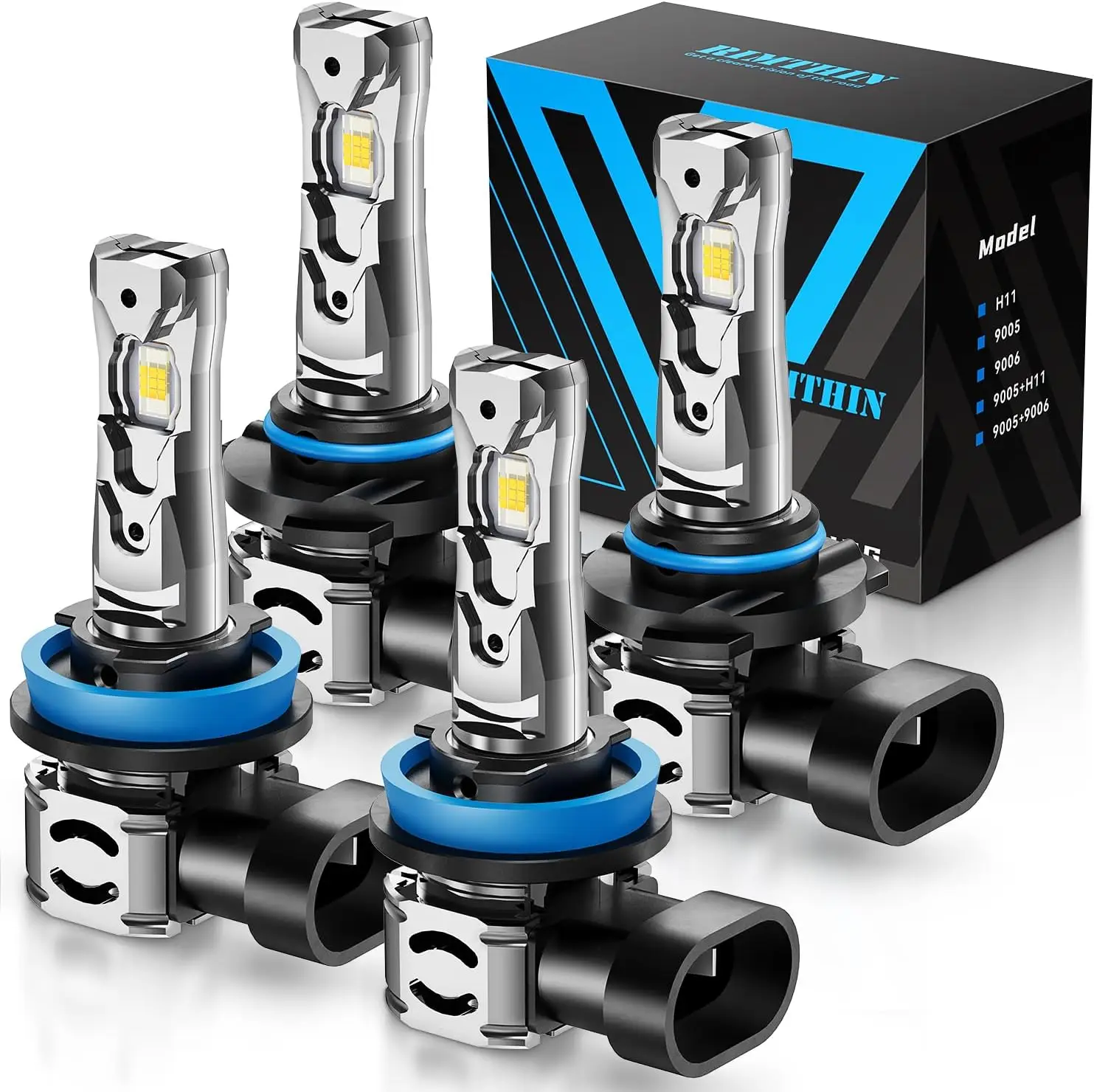

Лампы для противотуманных фар 9005 H11, 64 000 лм, на 800% ярче, с охлаждающим вентилятором, Plug and Play, комплект из 4 штук