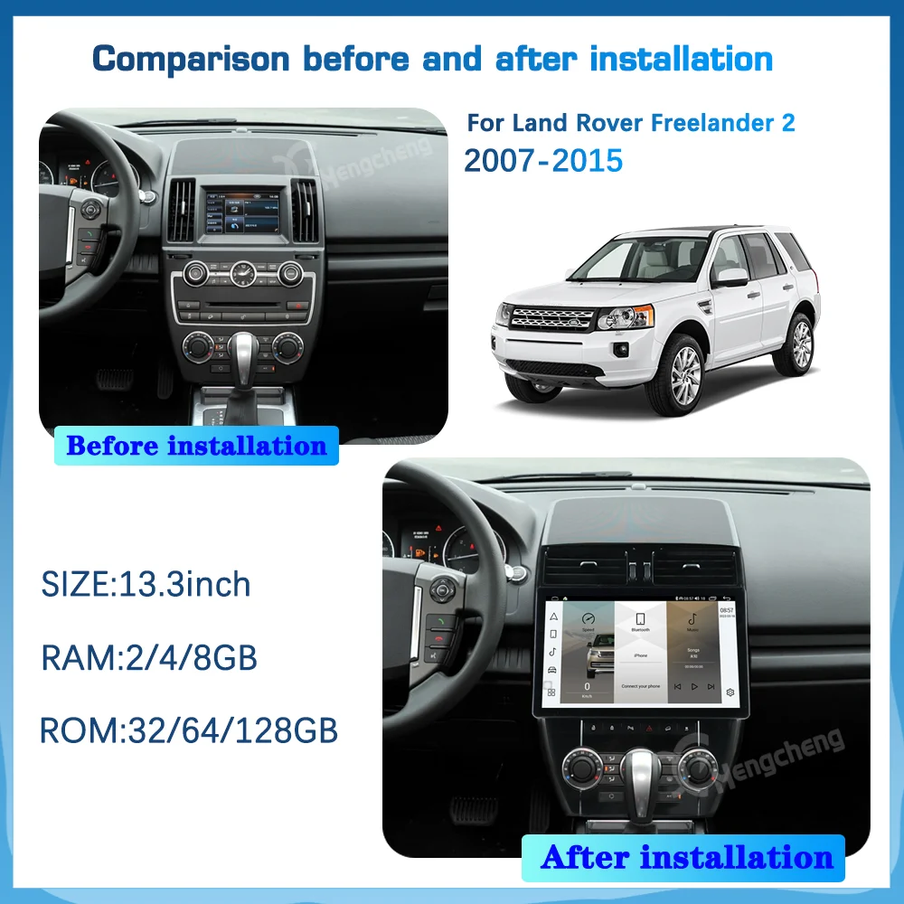 13.3 inch Android12 4G Carplay Car Multimedia Video Player For Land Rover Freelander 2 2007-2015 GPS Navigation Auto 360camera