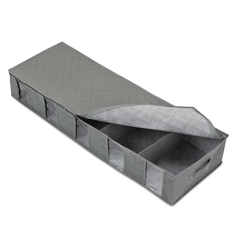 1pc Clothing Storage Bag Foldable Underbed Organizing Large Adjustable Compartment Storage Bag for Blanket