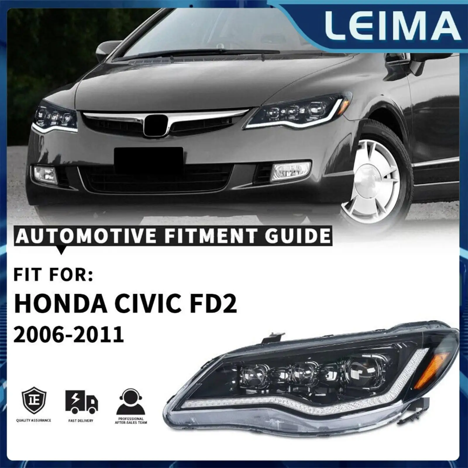 1Pair LED Auto Headlights Assembly Dynamic Projector For Honda Civic FD 2005-2012 LED Projector LED Dynamic Headlight Car Parts
