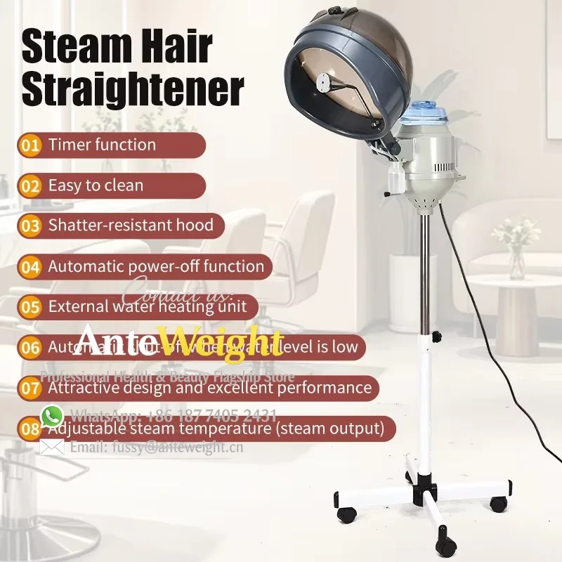 2-in-1 Professional Ozone Face & Hair Steamer, Hooded Mist Vaporizer Spray Machine for Beauty Salon & Home Spa Use