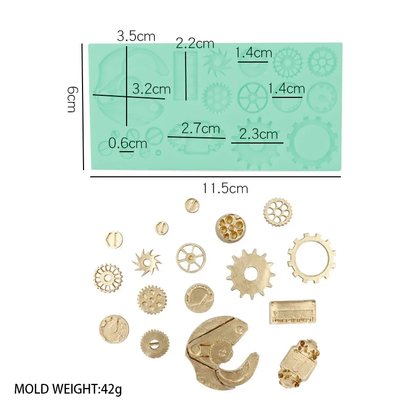 Steampunk-Zahnrade-Uhr-Silikonform Maschinenindustrie Punk Fondant Kuchendekorationswerkzeuge Schokolade Zucker DIY Backen Epoxidform – Detail 4