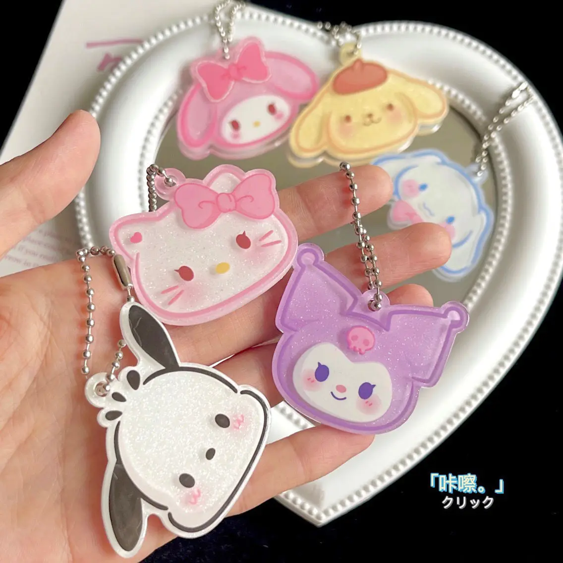 Sanrio Keychain Kawaii Hello Kitty My Melody Kuromi Accessories Cute Sweet Girl Heart Acrylic Cartoon Pendant Good Friend Gift