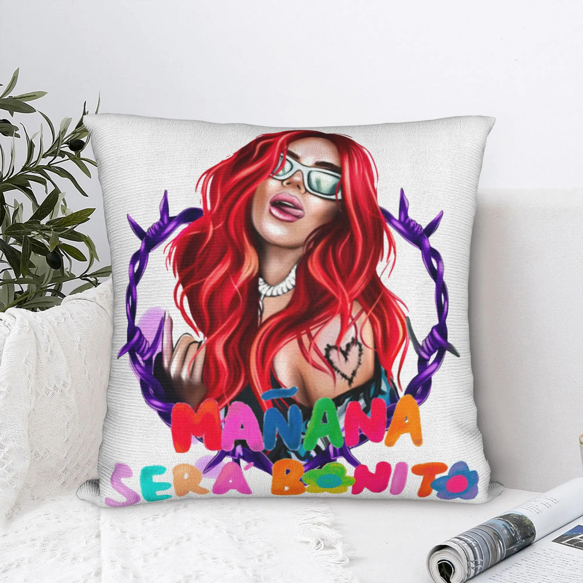 Manana Sera Bonito Karol G Pillowcase Printed Polyester Cushion Cover Decoration Music Pillow Case Cover Home Zippered 18''