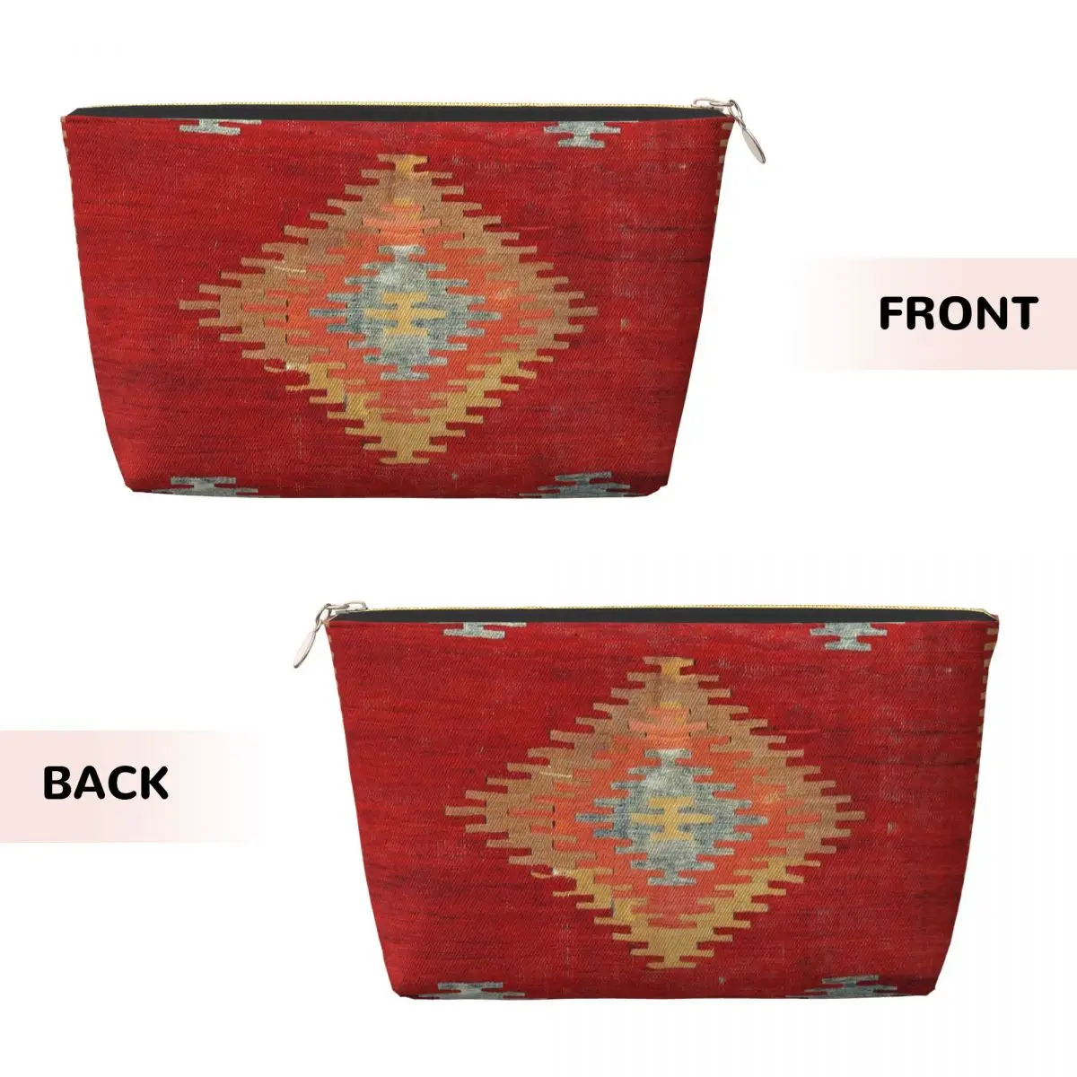 Custom Cal Antique Turkish Kilim Makeup Bag Travel Cosmetic  Bohemian Ethnic Vintage Persian Carpet Tribal Storage Toiletry Bags