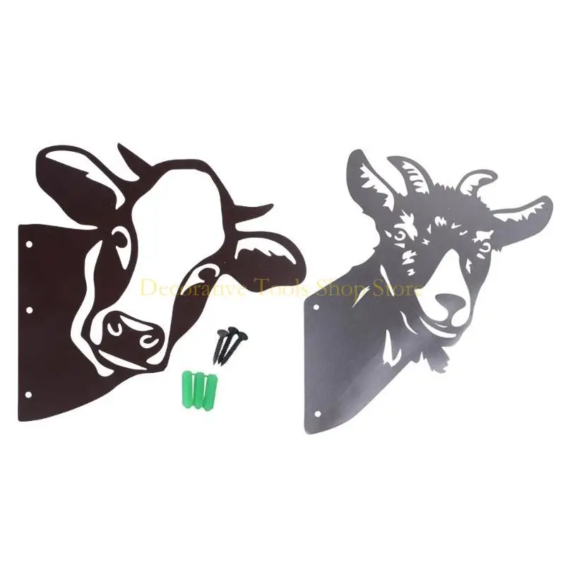 

QX2E Peeking Cow козея животные металлические арт декор настенный декор фермы садовый силуэт статуя