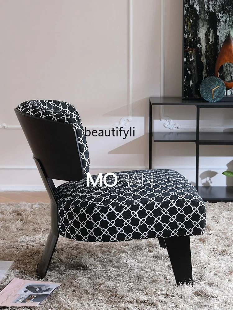 Italian minimalist single sofa chair, living room balcony, bedroom solid wood, lobby meeting chair