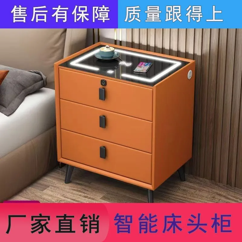 Mesita de noche inteligente personalizada de comercio exterior, tres bombas, luz de tres colores, carga inalámbrica, Bluetooth, audio, bloqueo de huella digital, sim