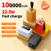100000mAh Large capacity portable power bank external mobile battery charger 22.5W Fast Charging Mobile Power Supply Spare batte