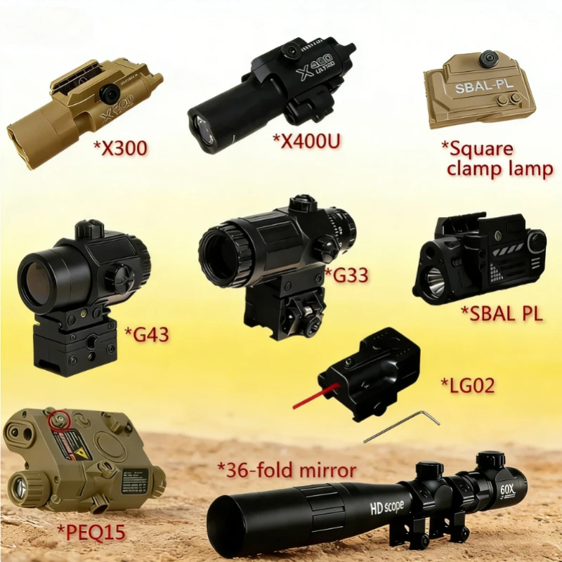 Combo de Lanterna a Laser de Montagem em Trilho de 20mm G33 G43 X300 X400U PEQ-15 LG02 para Brinquedos Airsoft