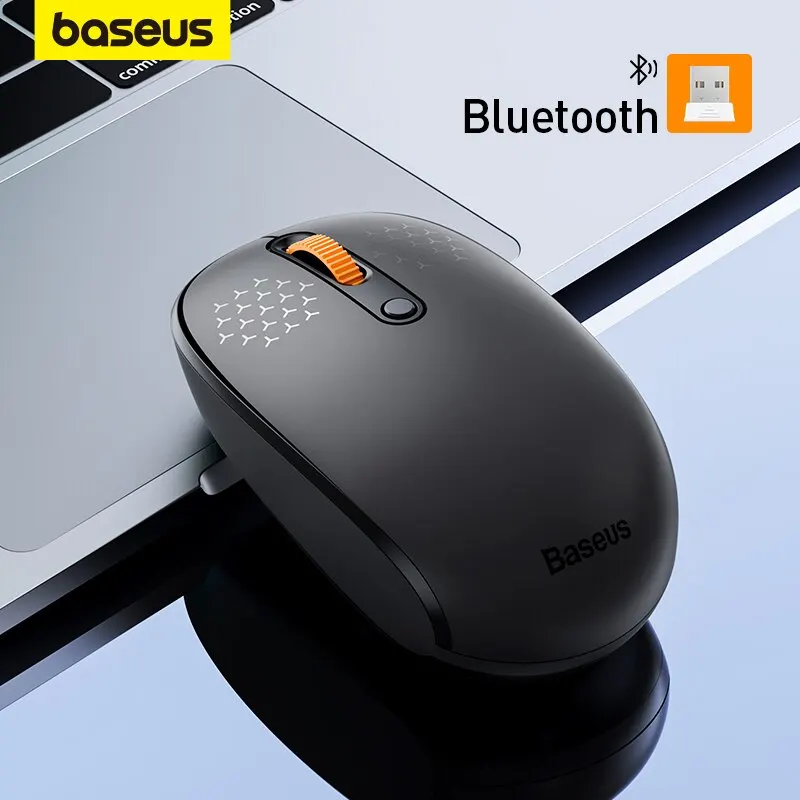 Baseus-F01B Mouse sem fio Bluetooth, Silent Click para MacBook, Tablet, Laptop, PC, Acessórios para jogos, Bluetooth 5.0, 1600 DPI