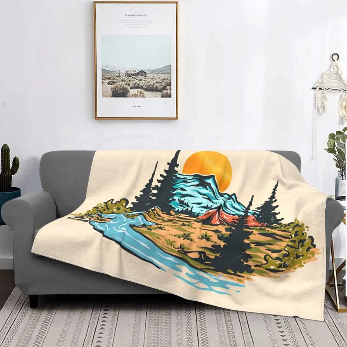 Summer Happy Camper Blankets Velvet Lightweight Thin Throw Blanket for Bed Bedroom Quilt