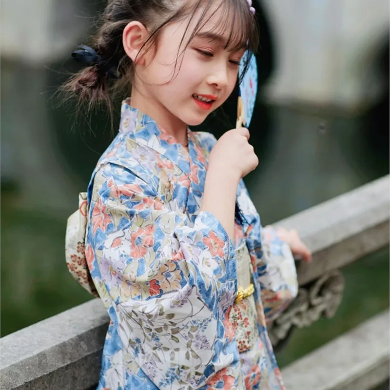 2024 New Arrival Kids' Flower Pattern Kimono Children's Japanese Kimono Yukata Girls' Spring/Summer Breathable Kimono LF925