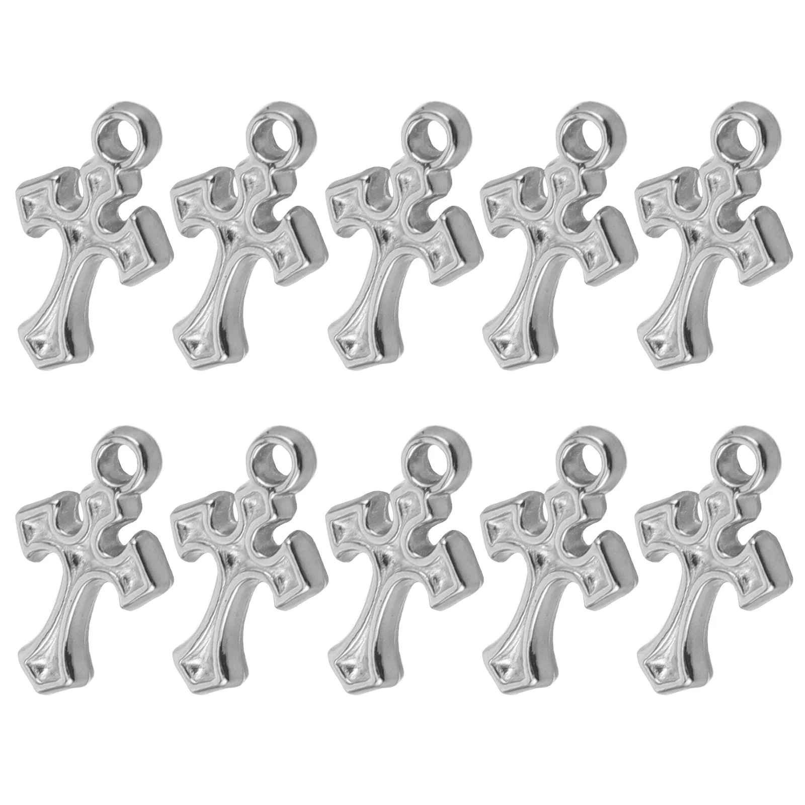 

10Pcs Mini Cross Pendant Stainless Steel Jesus Crucifix Charm Christian Faith Jewelry for Necklace Bracelet Keychain Accessory