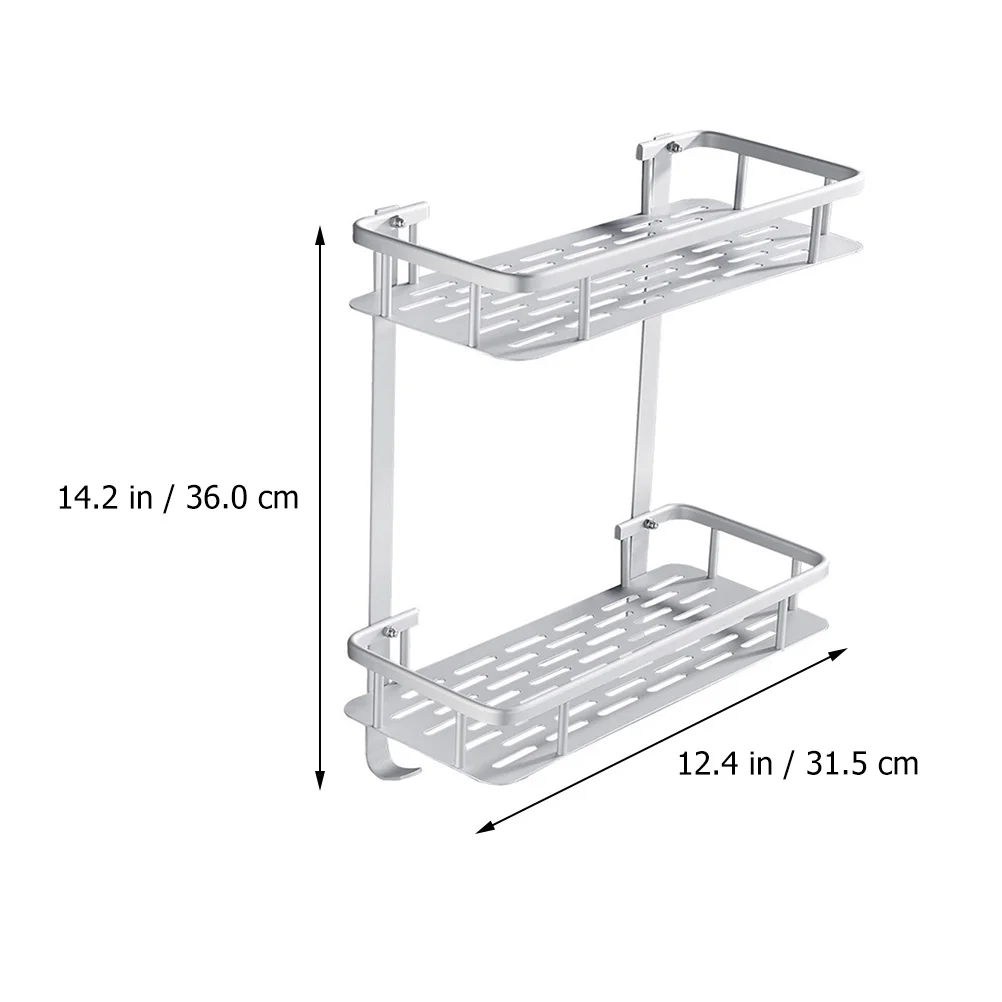 

Nail-Free Storage Rack Space Aluminum Waterproof Rustproof Bathroom Kitchen Organizer Double Layer Heavy Duty Home Storage