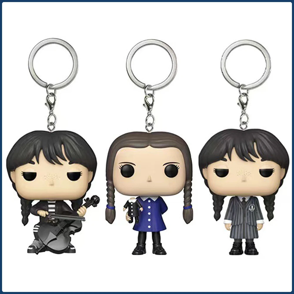 Funko Keychains Wednesday Addams Horror Fantasy TV Series Protagonist Movie Peripherals Q-version Pendant Pocket Keychain Gift