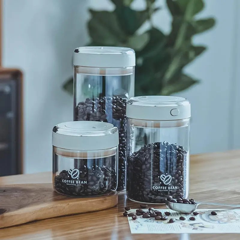 Vacuum Food Grade Coffee Bean Sealed Jar With Date Tracker And Waking Bean Valve Storage Containers For Grain, Snack, Sugar, Tea