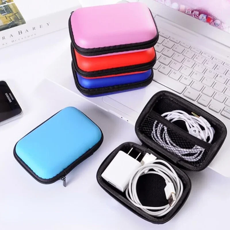 1pcs  Mini Portable Earphone bag Coin Purse Headphone  Cable Case Storage Box Wallet Carrying Pouch Bag Earphone Accessory